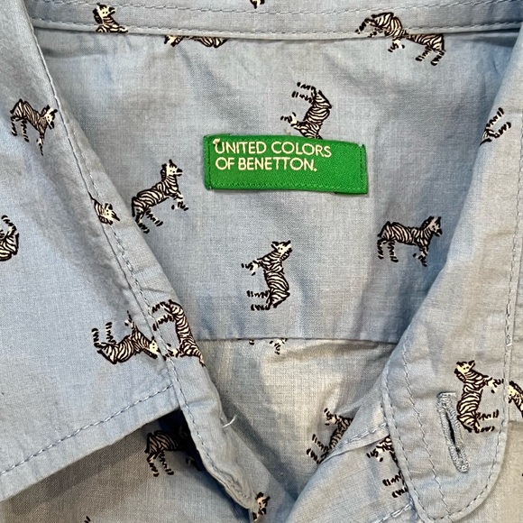 Blue Zebra Button Down Short Sleeve Shirt - Picture 4 of 5